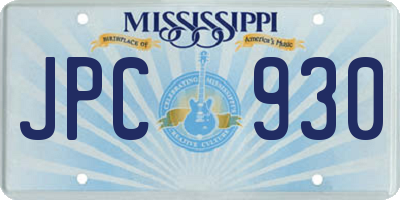 MS license plate JPC930