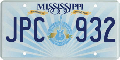 MS license plate JPC932
