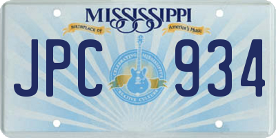 MS license plate JPC934