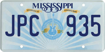 MS license plate JPC935