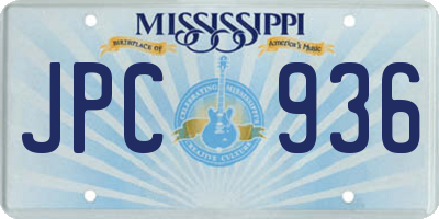 MS license plate JPC936