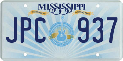 MS license plate JPC937