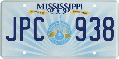 MS license plate JPC938