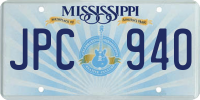 MS license plate JPC940