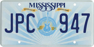 MS license plate JPC947