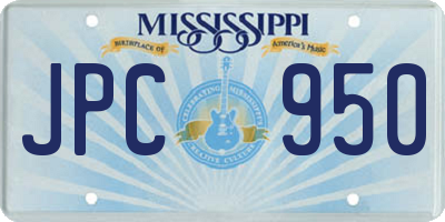 MS license plate JPC950