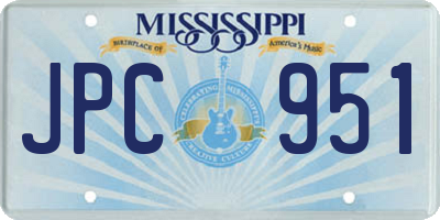 MS license plate JPC951