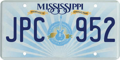 MS license plate JPC952