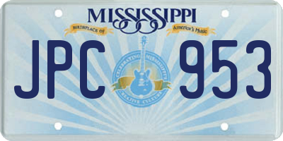 MS license plate JPC953