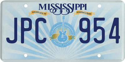 MS license plate JPC954
