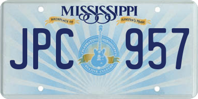 MS license plate JPC957