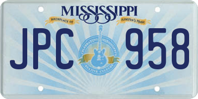 MS license plate JPC958