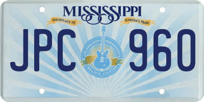 MS license plate JPC960
