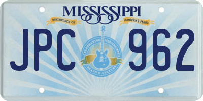 MS license plate JPC962