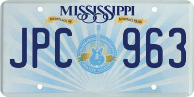 MS license plate JPC963