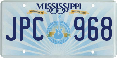 MS license plate JPC968