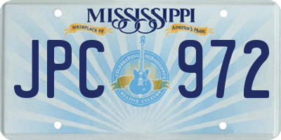 MS license plate JPC972
