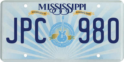 MS license plate JPC980