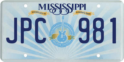 MS license plate JPC981