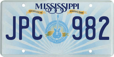 MS license plate JPC982