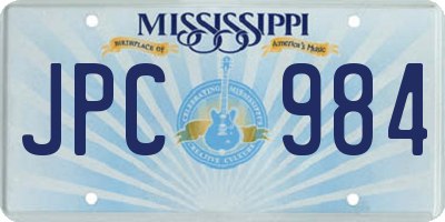 MS license plate JPC984