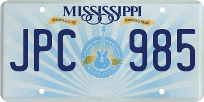MS license plate JPC985