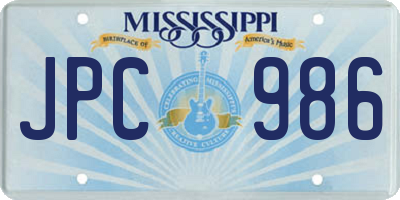 MS license plate JPC986
