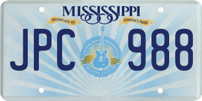 MS license plate JPC988