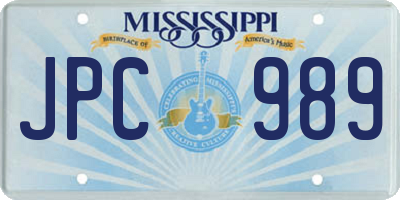 MS license plate JPC989