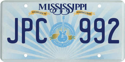 MS license plate JPC992