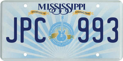 MS license plate JPC993