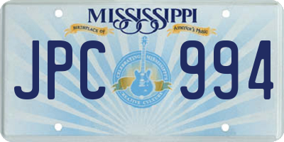 MS license plate JPC994