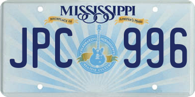 MS license plate JPC996