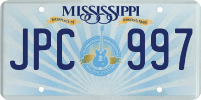 MS license plate JPC997