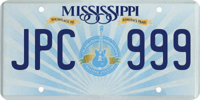MS license plate JPC999
