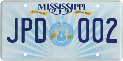 MS license plate JPD002
