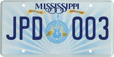 MS license plate JPD003