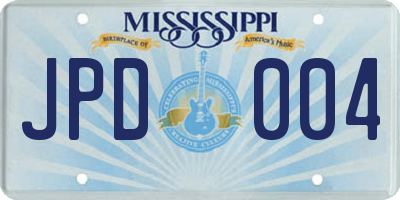 MS license plate JPD004