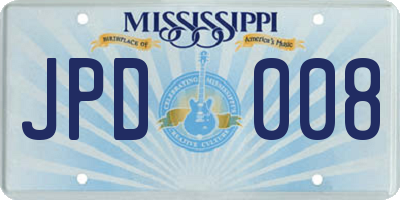 MS license plate JPD008