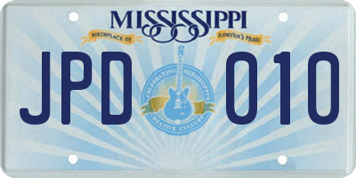 MS license plate JPD010