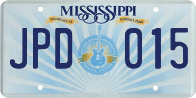 MS license plate JPD015