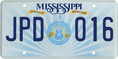 MS license plate JPD016