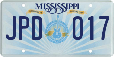 MS license plate JPD017