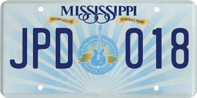 MS license plate JPD018