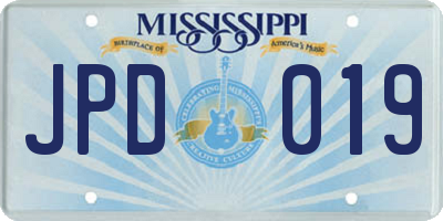 MS license plate JPD019