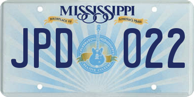 MS license plate JPD022