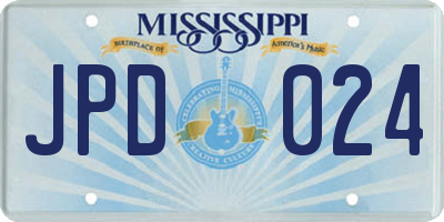 MS license plate JPD024