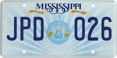 MS license plate JPD026