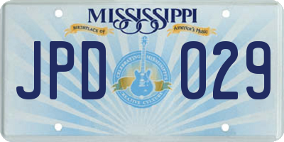 MS license plate JPD029