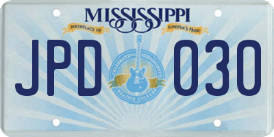 MS license plate JPD030
